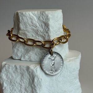 Vintage Real Turkish Coin Charm Bracelet